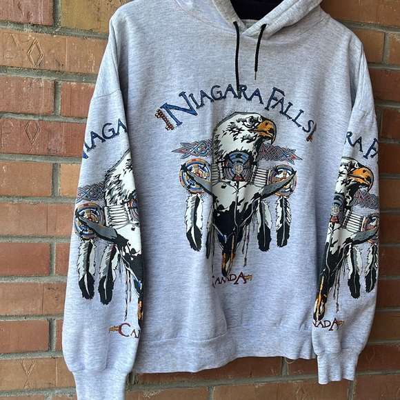 Vintage Niagara Falls Eagle Hoodie / AOP / 90s / Large - Picture 3 of 6